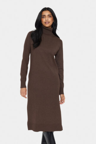 Milasz Roll neck long dress Dark oak