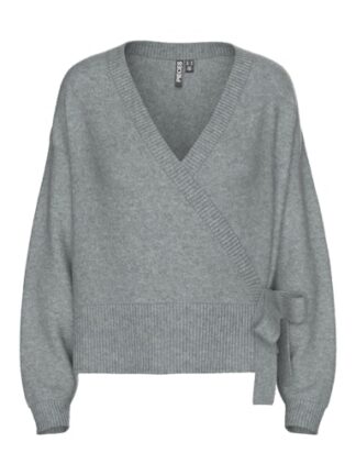 Pcmalou wrap knit cardigan grey