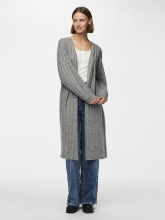 Pcmaggy long knit cardigan grey