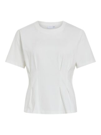 Vimonie pleat o-neck top White