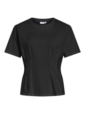 Vimonie pleat o-neck top Black